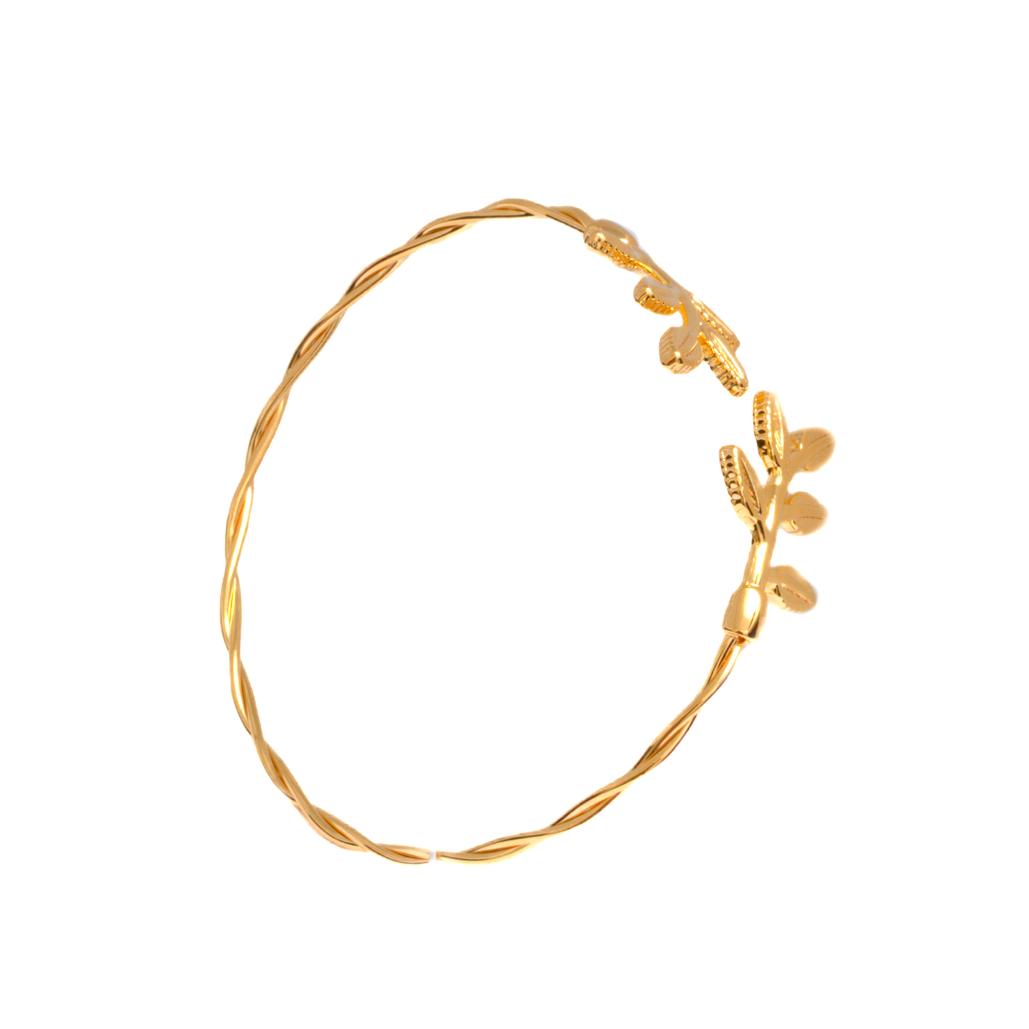 Brazalete Ajustable con Hojitas - Chapa de Oro