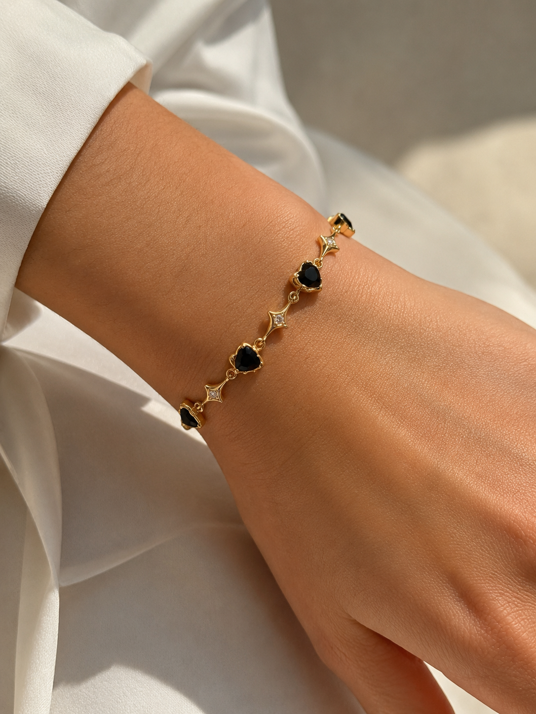 Pulsera corazones y brillo