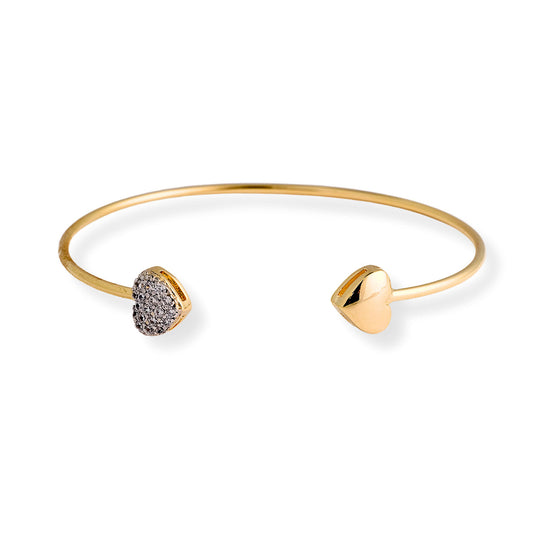 Pulsera Rígida dos Corazones - Chapa de Oro