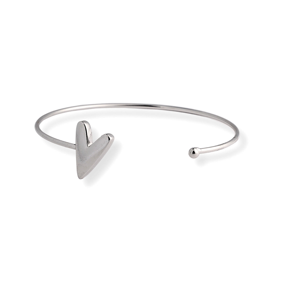 Pulsera Rígida con un Corazón - Chapa de Rodio