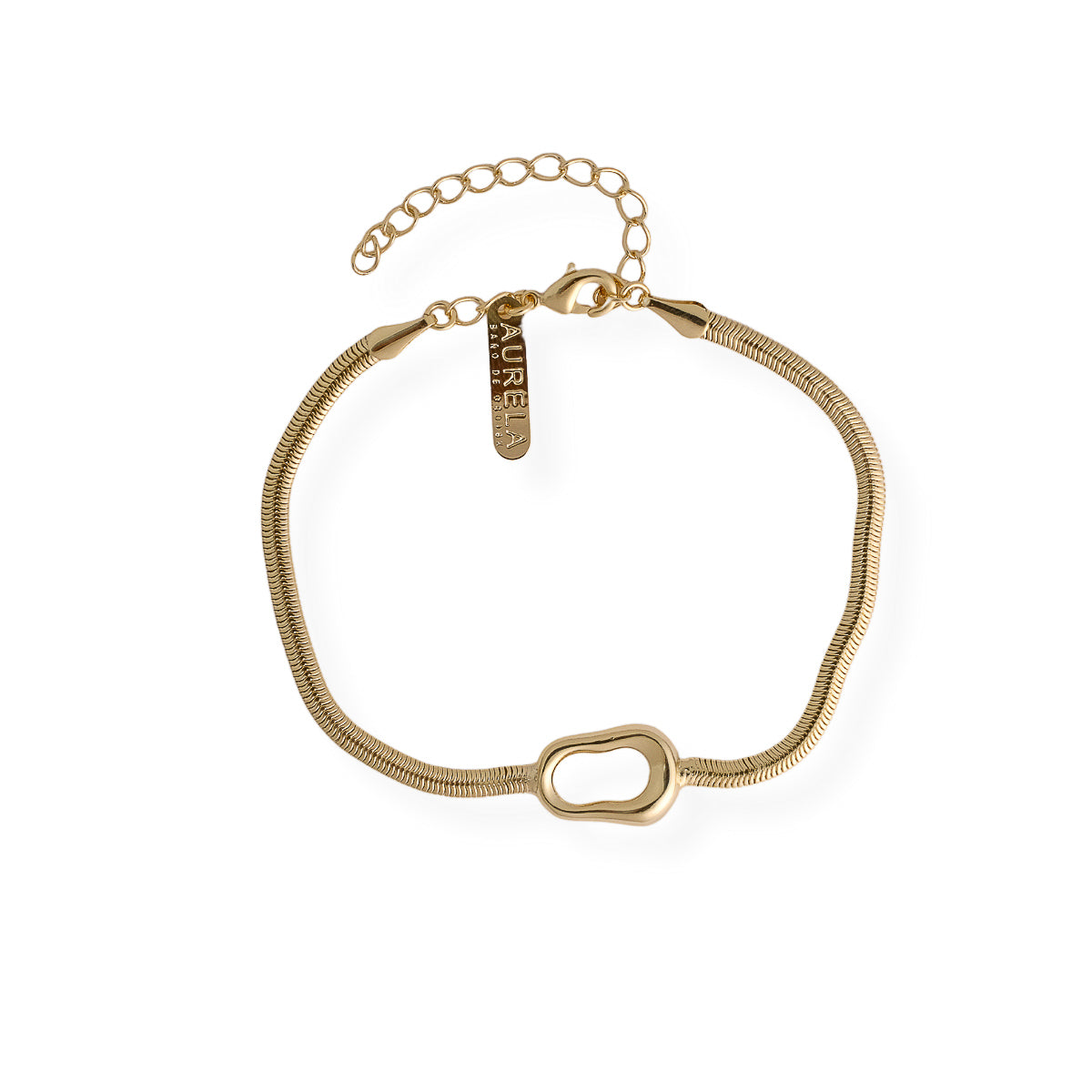 Pulsera Plana con Dije Irregular Chico - Chapa de Oro