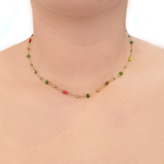 Collar Con Piedras - Chapa de Oro