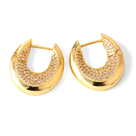 Arracada Herradura con Zirconias - Chapa de Oro