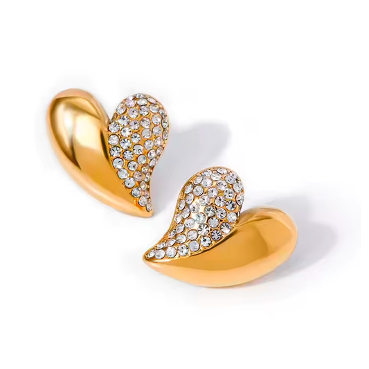 Arete Corazón con Zirconias - Chapa de Oro