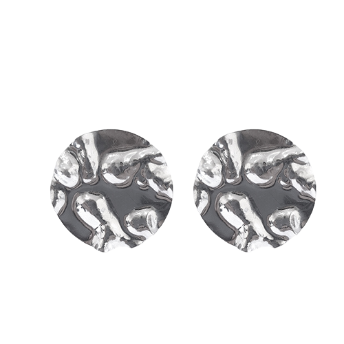 Silver Textured Circular Earrings - Chapa de Rodio