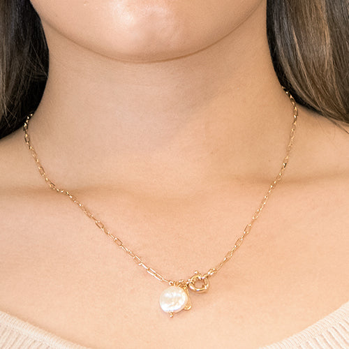 Gold Necklace & Pearled Lunette