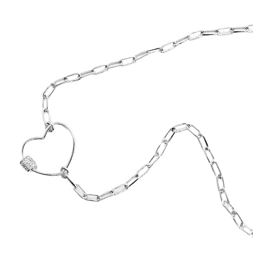 Collar Silueta de Corazón y Accesorio de Zirconias - Chapa de Rodio