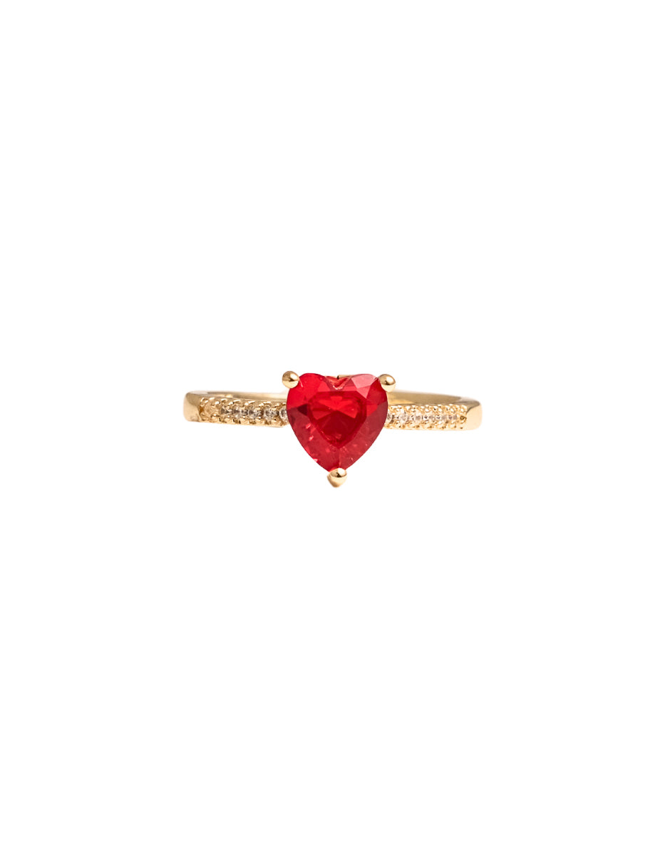 Anillo corazón rojo