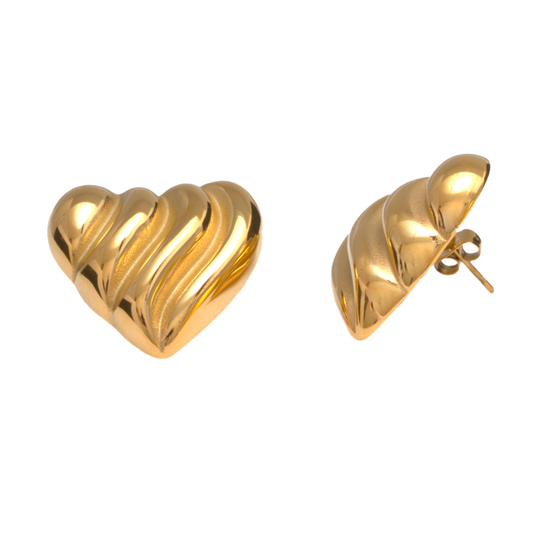 Arete Corazón Chunky - Chapa de Oro