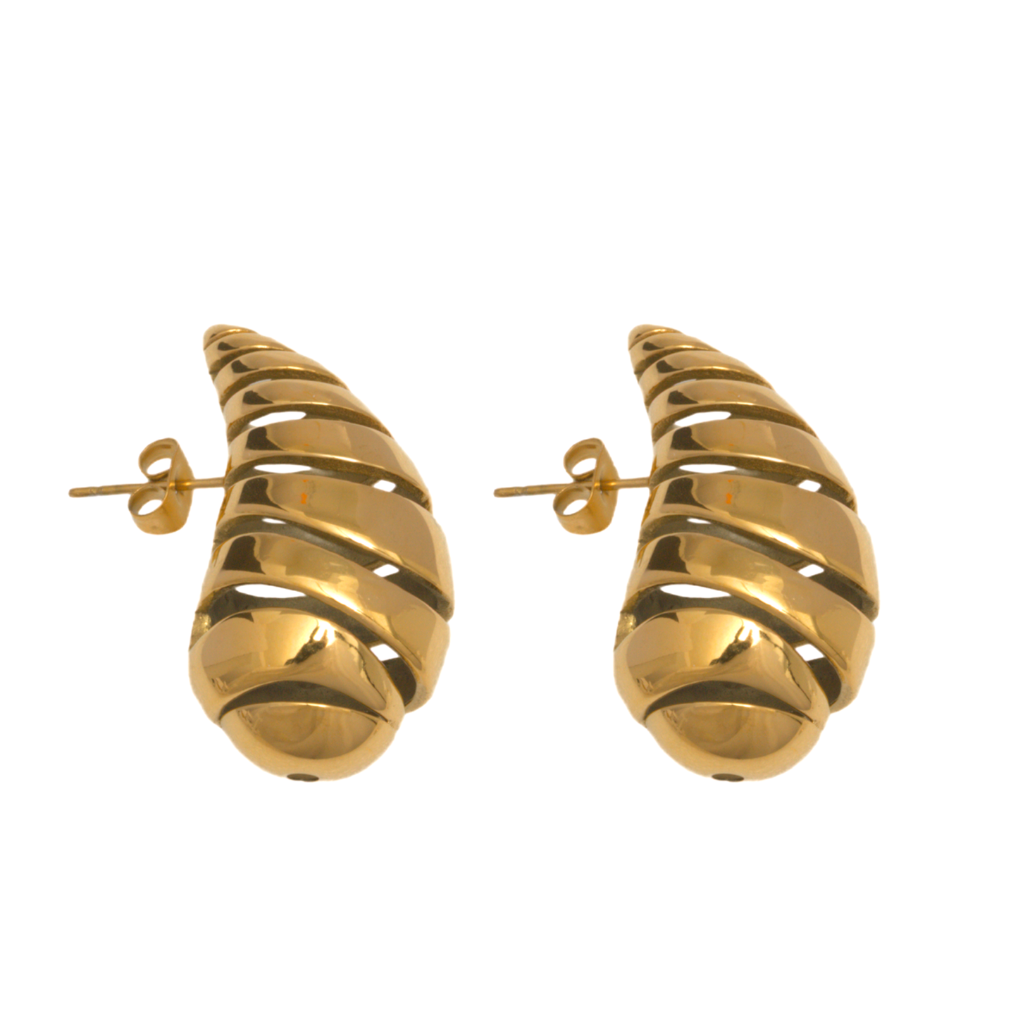 Aretes Gota Gold con Ranuras – Chapa de Oro