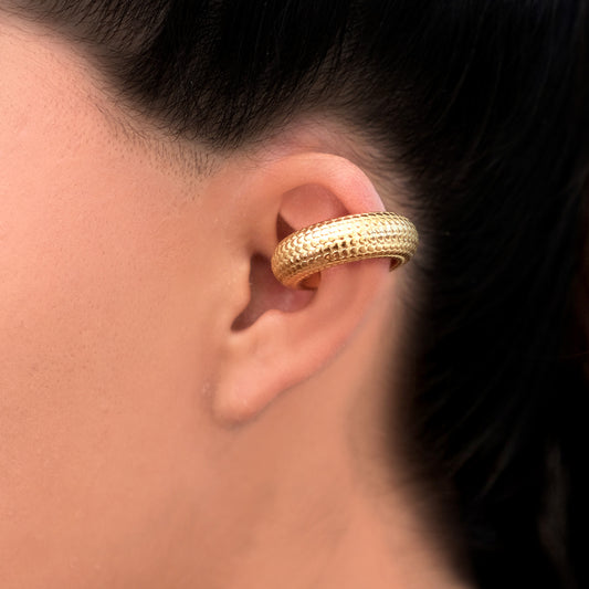 Chunky Earcuff Texturizado - Chapa de Oro