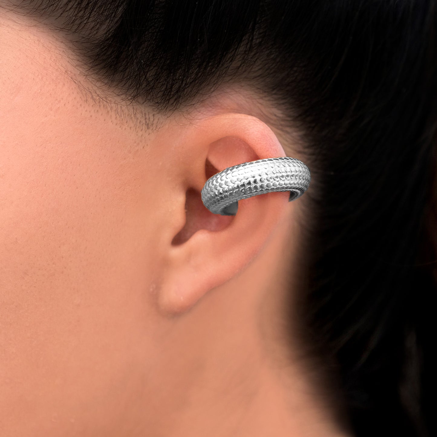 Chunky Earcuff Texturizado - Chapa de Rodio