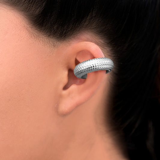 Chunky Earcuff Texturizado - Chapa de Rodio