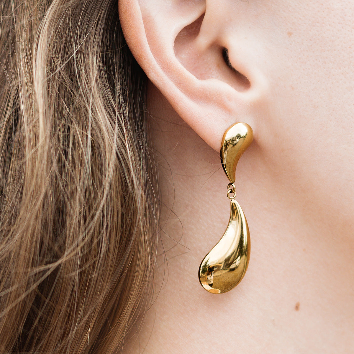 Aretes Drops - Chapa de Oro