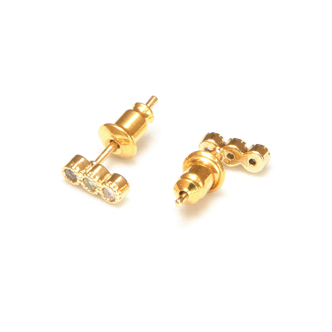 Arete Mini con Zirconias - Chapa de Oro