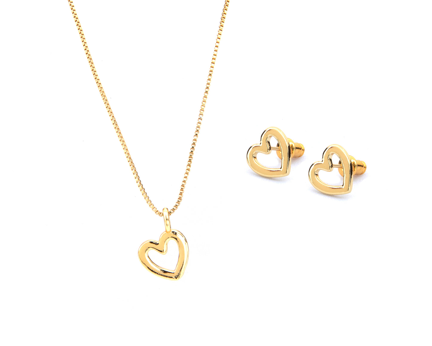 Mía Set de Collar y Aretes- Corazón - Chapa de oro