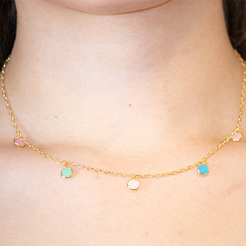 Medium Colored Zirconia Necklace – Chapa de Oro