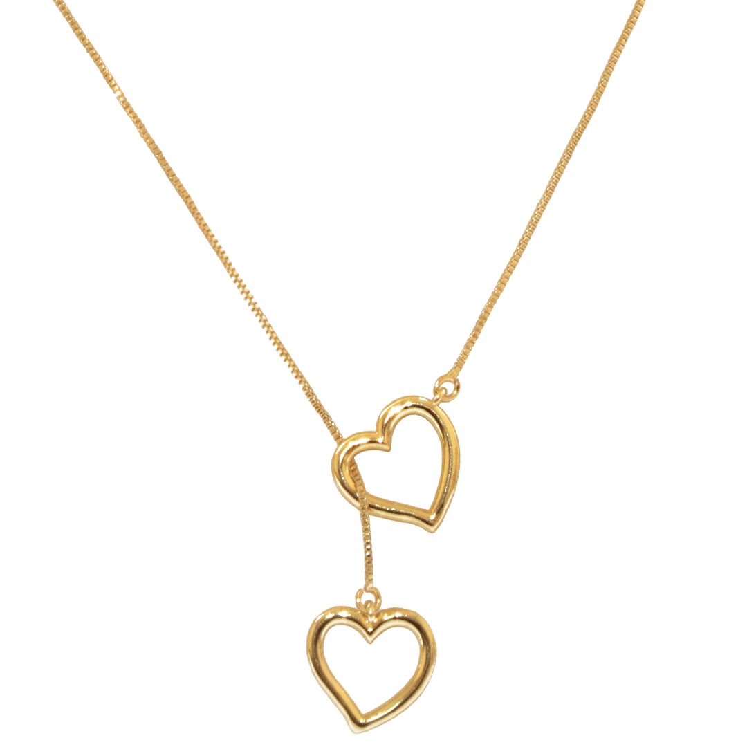 Collar Doble Heart - Chapa de Oro