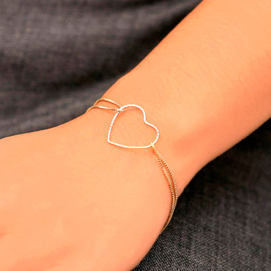 Pulsera Corazón Hueco - Chapa de Oro