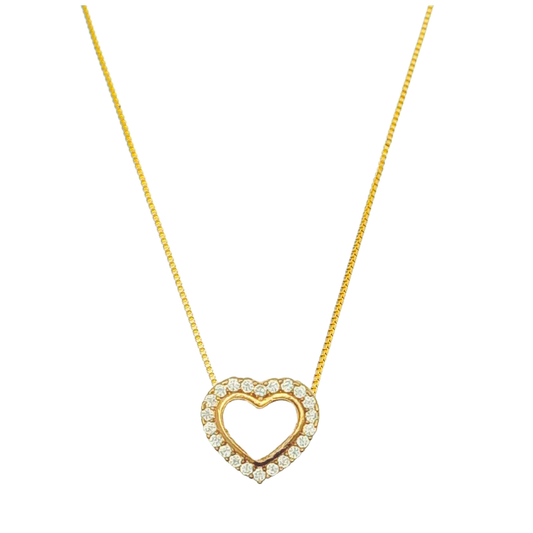 Cadena Corazón con Zirconias - Chapa de Oro