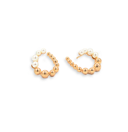 Arete Perlas Espiral – Chapa de Oro