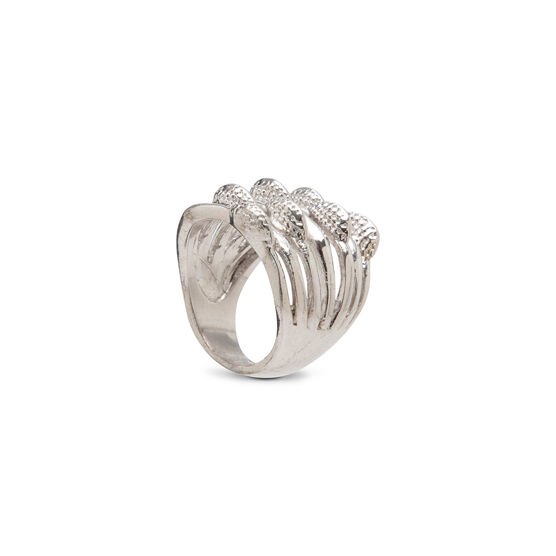 Anillo  Ancho con Conchitas – Chapa de Rodio