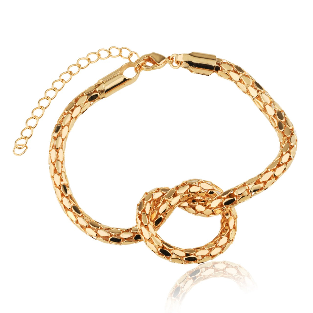 Pulsera Textura con Nudo - Chapa de Oro